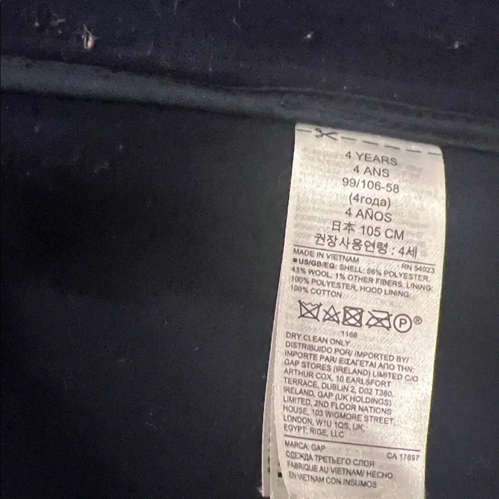 Baby Gap Toddler Toggle Hooded Pea Coat, 4T